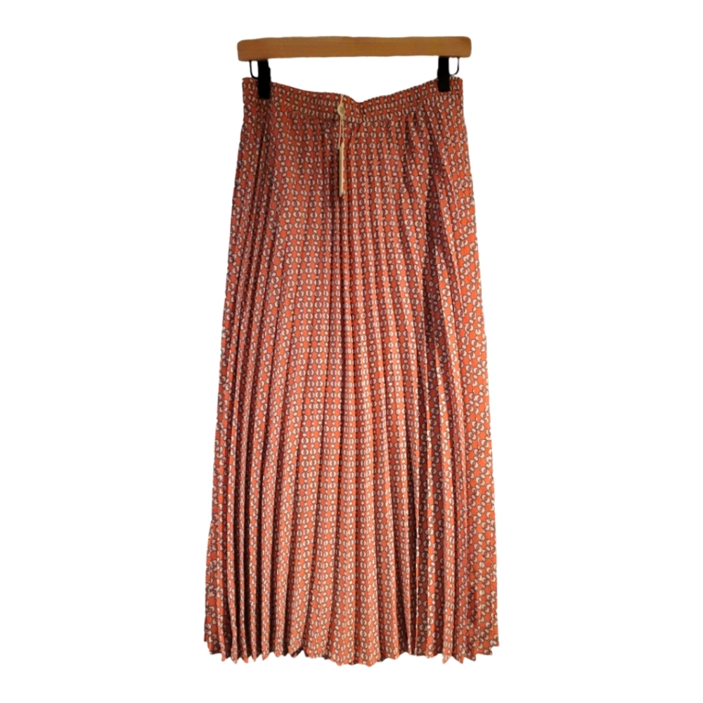Max Studio Pleated Medallion Print Midi Skirt